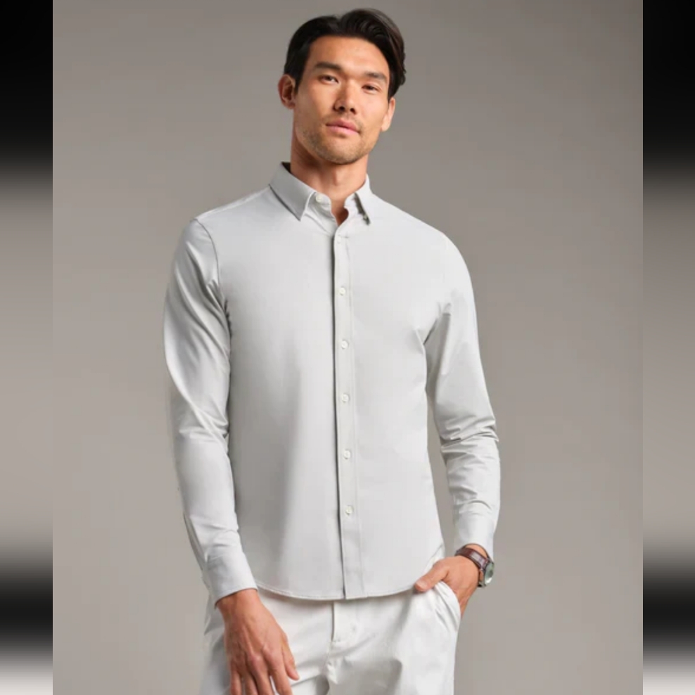 Rhone - Men's Commuter Shirt Slim Fit-Gray Stone Oxford